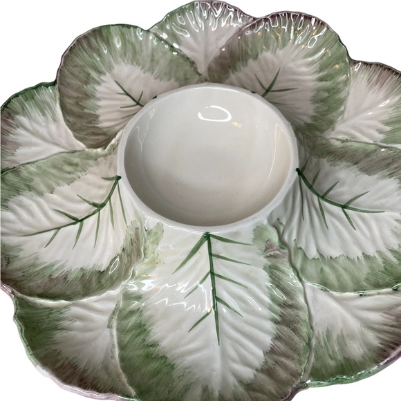 Pottery Barn Ceramic Cabbage Serving Platter with Dip Bowl Made in Japan - Picture 5 of 10